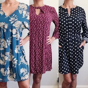 Lot of Three Large Midi Length Printed Dresses